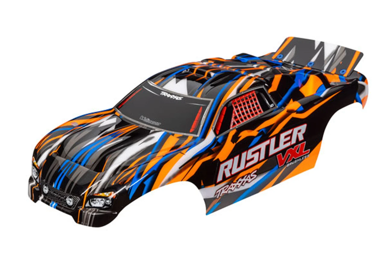 Traxxas 3726T Body, Rustler VXL, Orange/Blue 1 Traxxas 3726T Body, Rustler VXL, Orange/Blue
