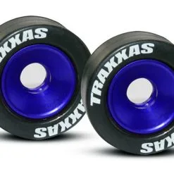 Traxxas 5186A Aluminum Wheelie Bar Wheel Set W/Rubber Tires (Blue) (2)