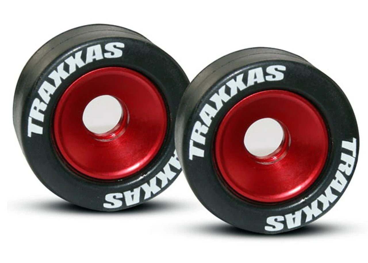 Traxxas 5186 Aluminum Wheelie Bar Wheel Set W/Rubber Tires (Red) (2) 1 Traxxas 5186 Aluminum Wheelie Bar Wheel Set W/Rubber Tires (Red) (2)