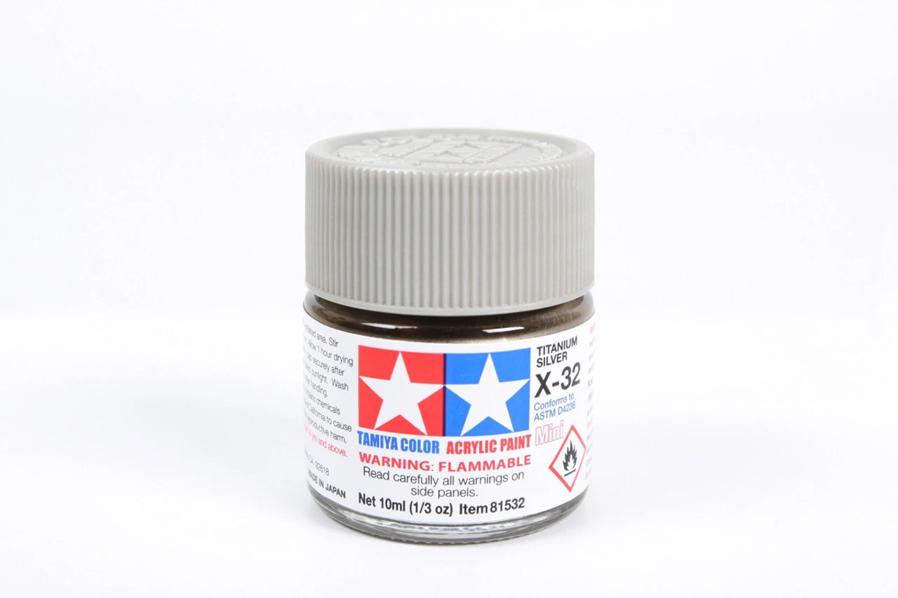 Tamiya 81532 Acrylic Mini X-32 Titan Silver Paint, 10ml Bottle 1 Tamiya 81532 Acrylic Mini X-32 Titan Silver Paint, 10ml Bottle