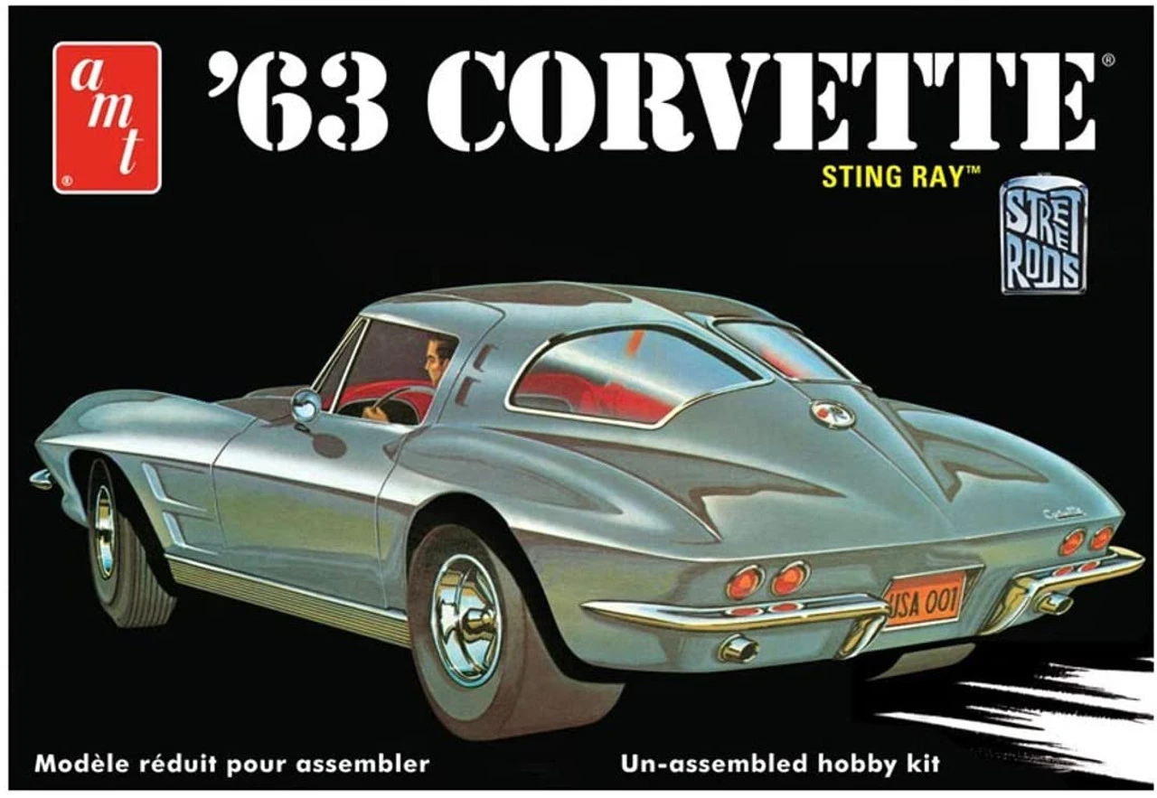 AMT 861 1/25 1963 Chevy Corvette Model Kit 1 AMT 861 1/25 1963 Chevy Corvette Model Kit