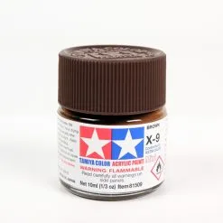 Tamiya 81509 Acrylic Mini X-9 Brown Paint, 10ml Bottle