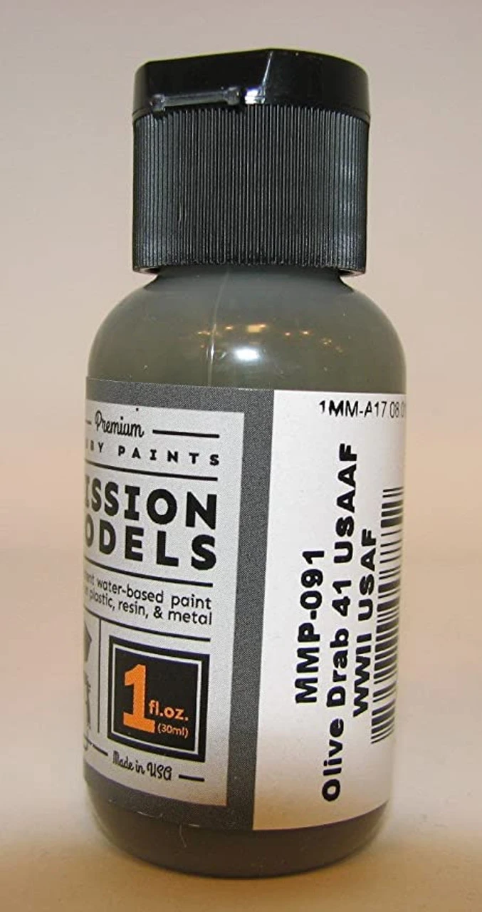 Mission Models MIOMMP-091 Acrylic Model Paint, 1 Oz Bottle, Olive Drab 41 USAAF WWII USAF 1 Mission Models MIOMMP-091 Acrylic Model Paint, 1 Oz Bottle, Olive Drab 41 USAAF WWII USAF