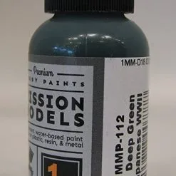 Mission Models MIOMMP-112 Acrylic Model Paint, 1 Oz Bottle, D1 Deep Green Japanese WWII (IJN)