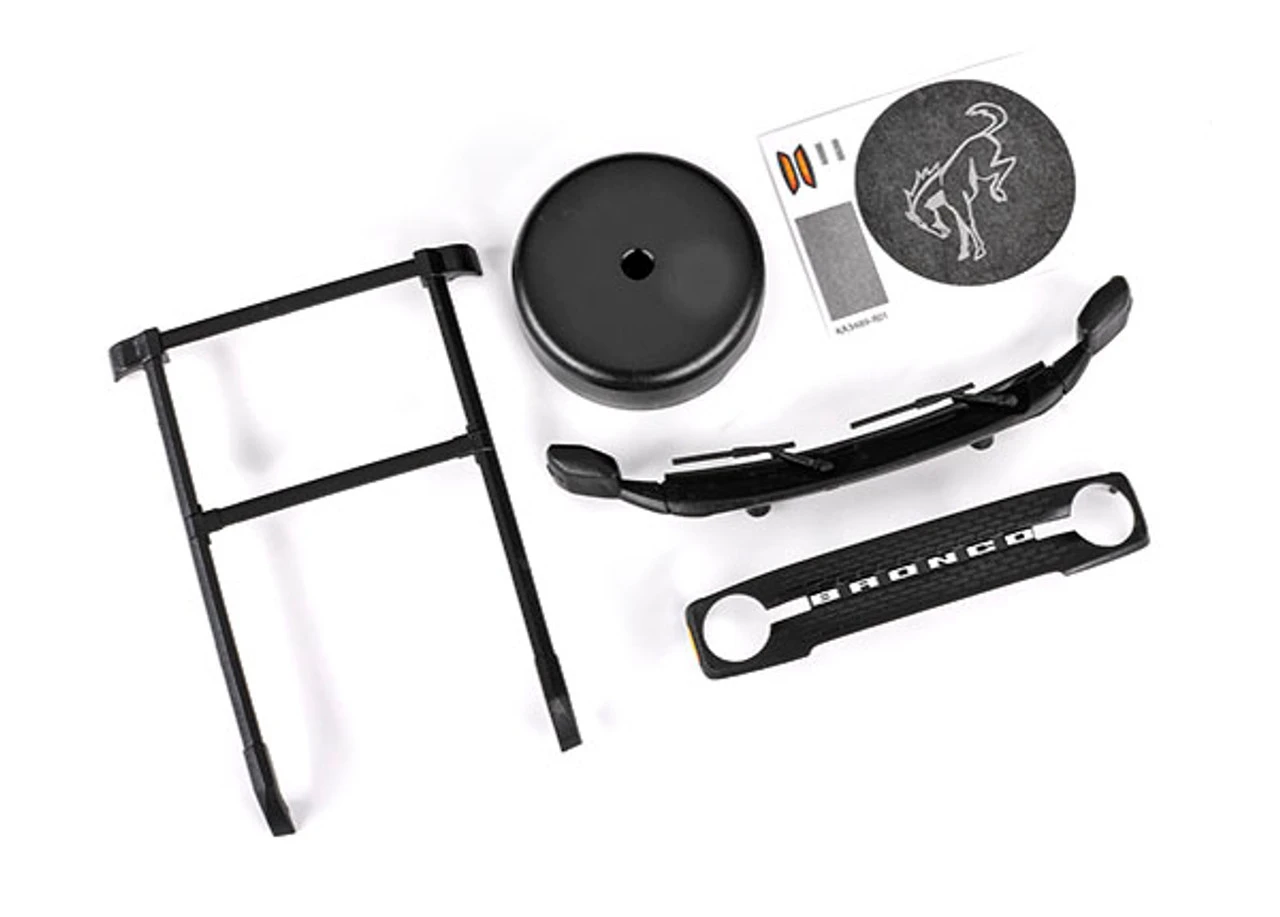 Traxxas 9715 Roof Rack/ Spare Tire Cover/ Cowl/ Grille (fits #9711 Body) 1 Traxxas 9715 Roof Rack/ Spare Tire Cover/ Cowl/ Grille (fits #9711 Body)