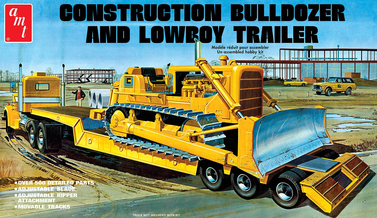AMT 1218 1/25 Lowboy Trailer & Bulldozer Combo Model Kit 1 AMT 1218 1/25 Lowboy Trailer & Bulldozer Combo Model Kit