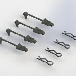 Arrma 390178 1/8 Body Clips W/Rubber Retainers (Black) (4)