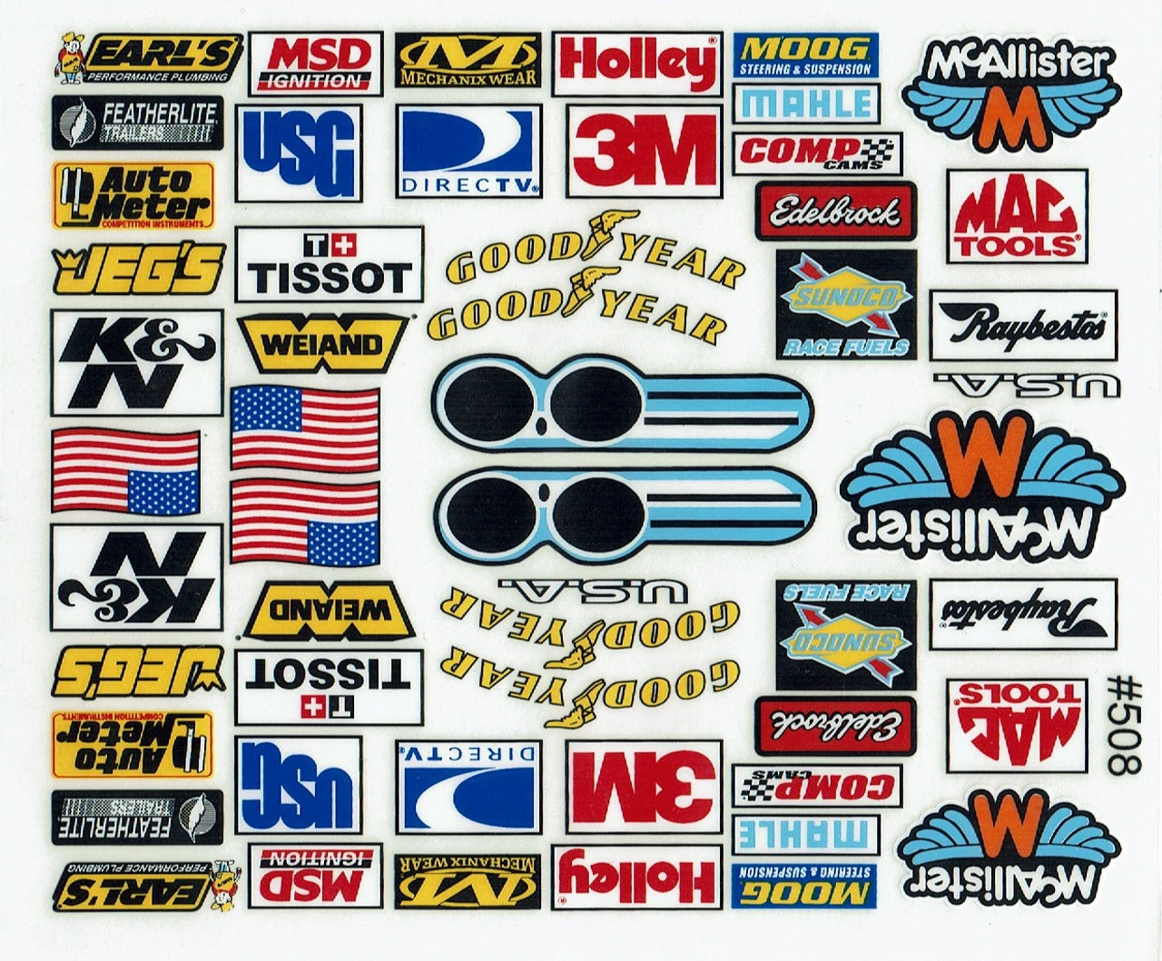 McAllister Racing D508 1/10 Scale Fender Sponsor Decal Sheet 1 McAllister Racing D508 1/10 Scale Fender Sponsor Decal Sheet