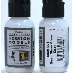 Mission Models MIOMMA-005 Acrylic Model Paint 1oz Bottle, Semi Gloss Clear