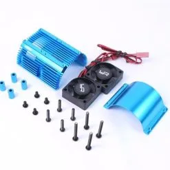 Yeah Racing 1/8 Twin Fan Aluminum Heat Sink W/2 Fans (40.8mm Diameter) (Blue)