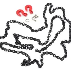 Yeah Racing 96cm 1/10 Crawler Scale Steel Chain Accessory W/Red Hooks (Black)