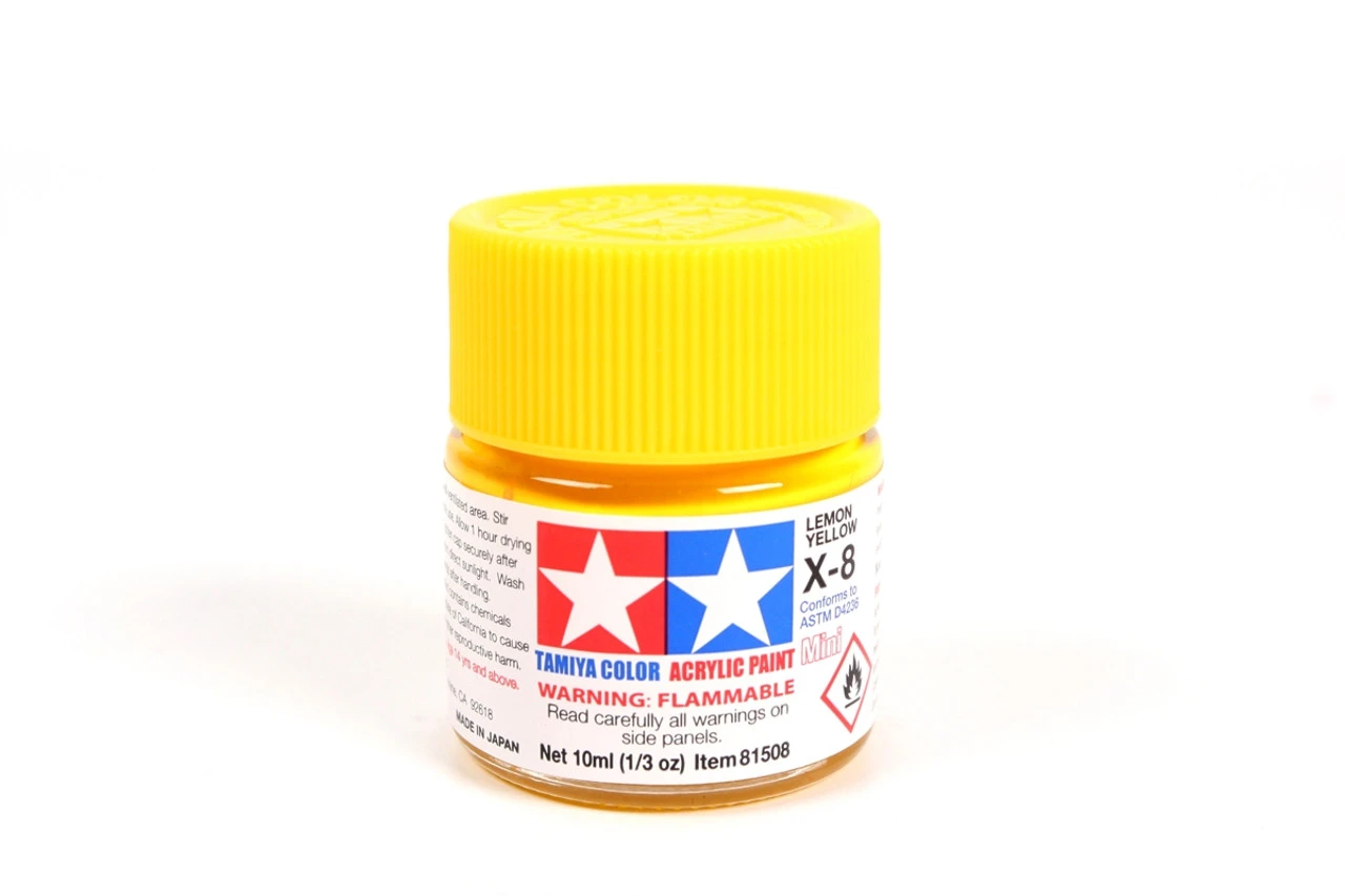 Tamiya 81508 Acrylic Mini X8 Lemon Yellow Paint (10ml) 1 Tamiya 81508 Acrylic Mini X8 Lemon Yellow Paint (10ml)