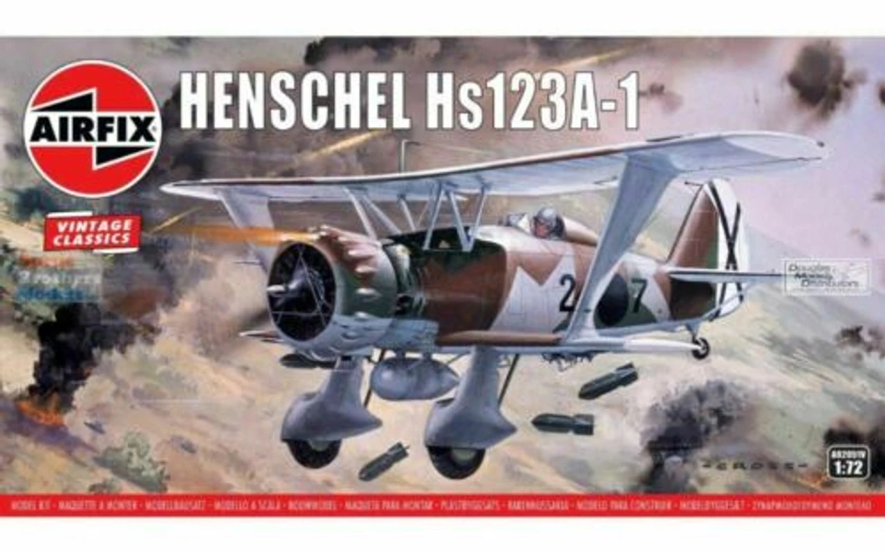 Airfix 2051 1/72 Henschel He123A1 Luftwaffe Biplane Dive Bomber Model Kit 1 Airfix 2051 1/72 Henschel He123A1 Luftwaffe Biplane Dive Bomber Model Kit