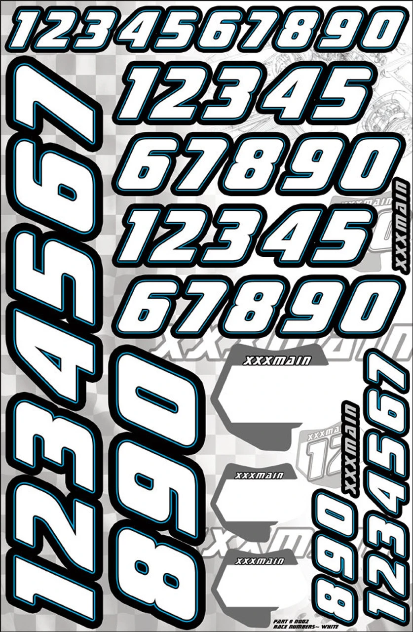 XXX Main Racing Inc XXX Main Racing Decals 002 Race Number White 1 XXX Main Racing Inc XXX Main Racing Decals 002 Race Number White